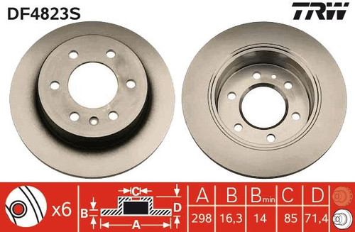 Disco de freno TRW DF4823S 298mm 16,3mm