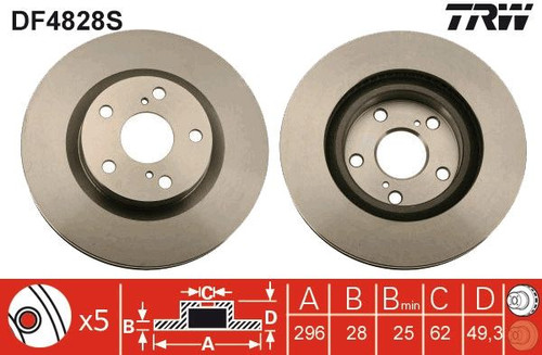 Disco de freno TRW DF4828S 296mm 28mm