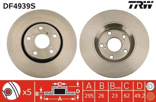 Disco de freno TRW DF4939S 295mm 26mm