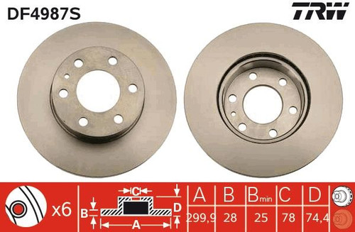 Disco de freno TRW DF4987S 300mm 28mm
