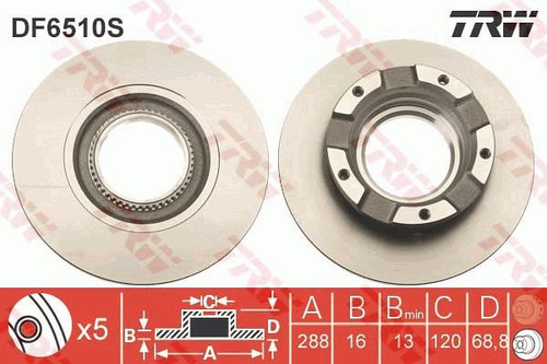 Disco de freno TRW DF6510S 288mm 120mm