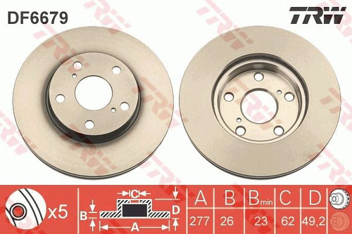 Disco de freno TRW DF6679 277mm 62mm