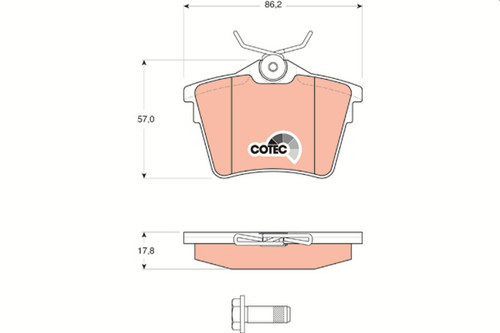 Juego de pastillas de freno TRW GDB1596 86,2mm 57mm