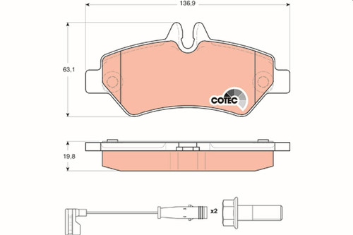 Juego de pastillas de freno TRW GDB1697 136,9mm 63,1mm