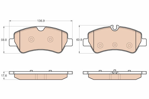 Juego de pastillas de freno TRW GDB1968 136,9mm 58,8mm