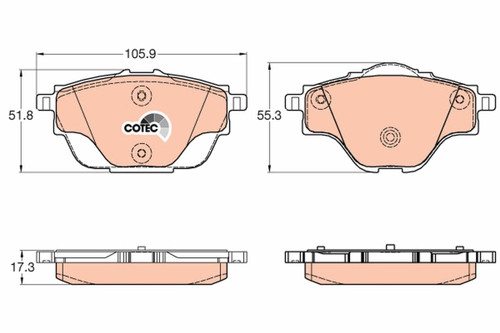 Juego de pastillas de freno TRW GDB2034 105,9mm 51,8mm