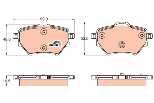 Juego de pastillas de freno TRW GDB2036 99mm 49,8mm