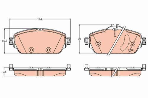 Juego de pastillas de freno TRW GDB2070 144mm 60,2mm