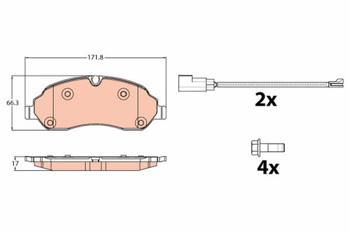 Juego de pastillas de freno TRW GDB2117 171,8mm 66,3mm
