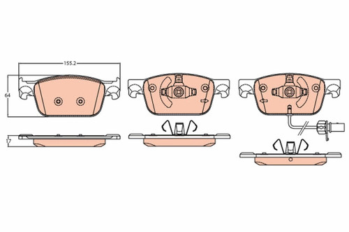 Juego de pastillas de freno TRW GDB2127 155,2mm 64mm