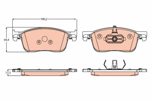 Juego de pastillas de freno TRW GDB2169 180,2mm 69,4mm