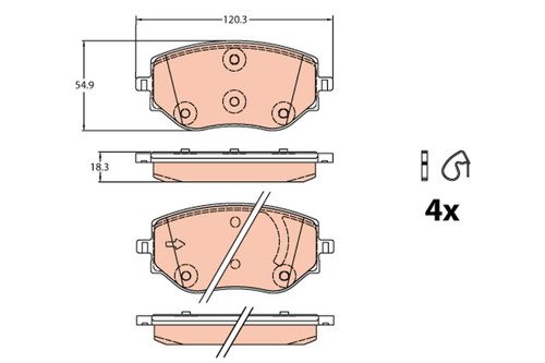 Juego de pastillas de freno TRW GDB2324 120,3mm 54,9mm