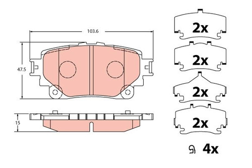 Juego de pastillas de freno TRW GDB2343 103,6mm 47,5mm