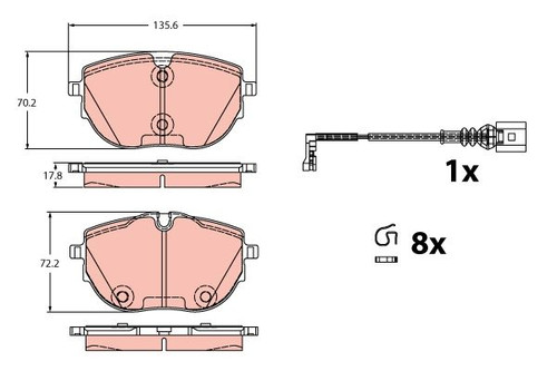 Juego de pastillas de freno TRW GDB2412 135,6mm 70,2mm