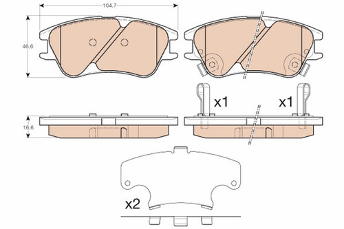 Juego de pastilals de freno TRW GDB3377 104,7mm 46,6mm