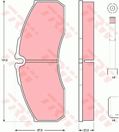 Juego de pastillas de freno TRW GDB3385 164,8mm 67,9mm