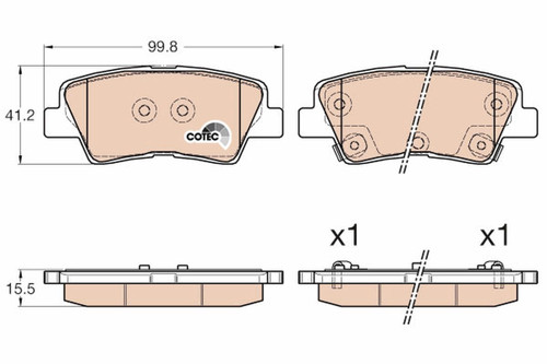 Juego de pastillas de freno TRW GDB3537 99,8mm 41,2mm