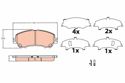 Juego de pastillas de freno TRW GDB3622 142mm 59,8mm