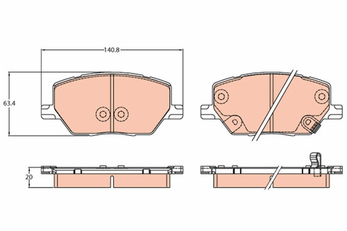 Juego de pastillas de freno TRW GDB3629 140,8mm 65,4mm