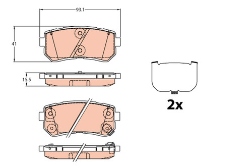 Juego de pastillas de freno TRW GDB3636 93,1mm 37,7mm