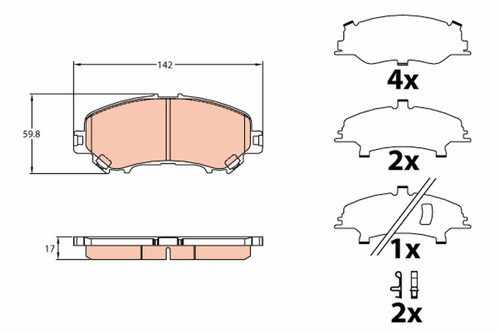 Juego de pastillas de freno TRW GDB3648 142mm 59,8mm