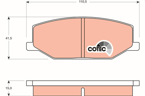 Juego de pastillas de freno TRW GDB383 41,5mm 110,5mm