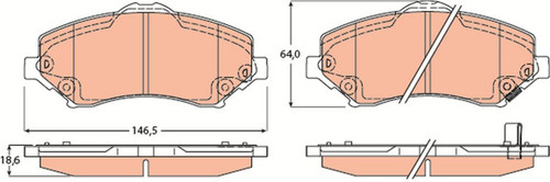 Juego de pastillas de freno TRW GDB4605 146,5mm 64mm