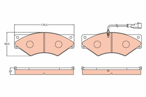 Juego de pastillas de freno TRW GDB5063 174,5mm 69,5mm