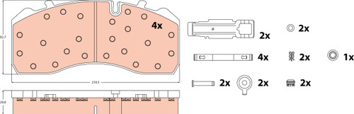Juego de pastillas de freno TRW GDB5072 210,5mm 92,7mm