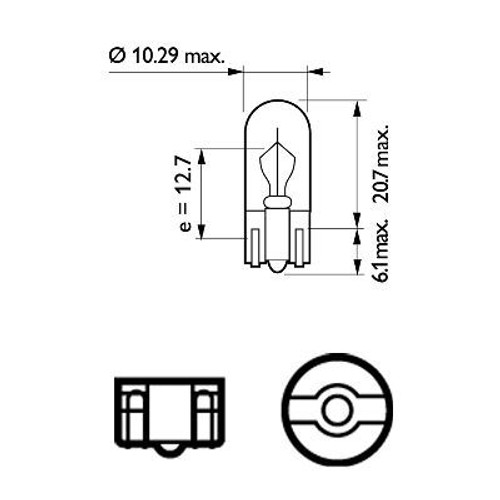 Bombilla, luz de entrada PHILIPS 12256CP 12V 3W
