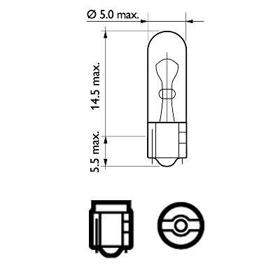 Lámpara, iluminación de guantera PHILIPS 12505CP 12V 2W