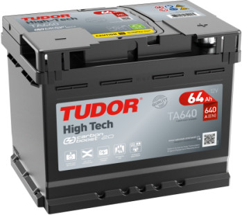 Vista frontal y superior de batería TUDOR TA640