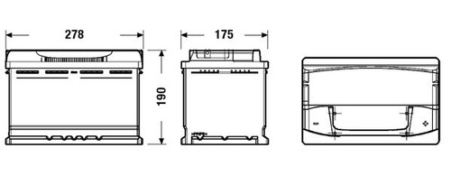 Plano de dimensiones de la batería Tudor TA770