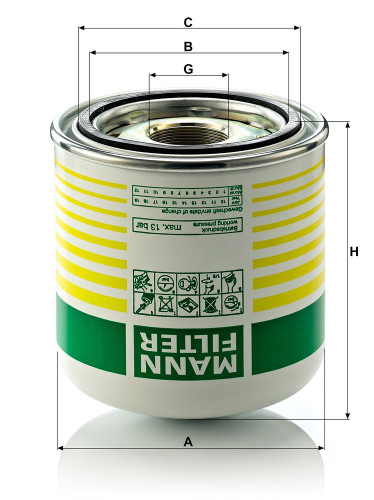 Cartucho del secador de aire, sistema de aire comprimido MANN-FILTER TB 1364 x 145mm 136mm