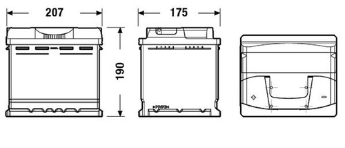 Plano de medidas de la batería Tudor TB501