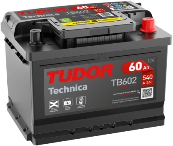 Batería de arranque TUDOR TB602 en perspectiva