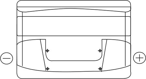 Esquema frontal con medidas de la batería