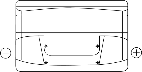 Plano frontal con dimensiones de la batería