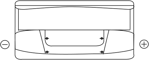 Esquema frontal con medidas de la batería
