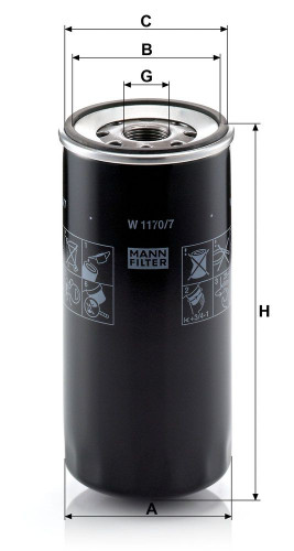 Filtro de aceite MANN-FILTER W 1170/7 229mm 108mm