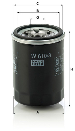 Filtro de aceite MANN-FILTER W 610/3 90mm 66mm