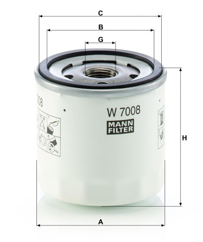 Filtro de aceite MANN-FILTER W 7008 75mm 76mm