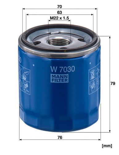 Filtro de aceite MANN-FILTER W 7030 79mm 76mm