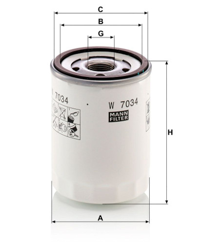 Filtro de aceite MANN-FILTER W 7034 100mm 76mm