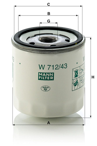 Filtro de aceite MANN-FILTER W 712/43 79mm 76mm