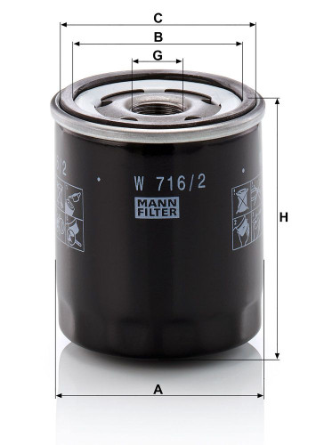 Filtro de aceite MANN-FILTER W 716/2 90mm 76mm