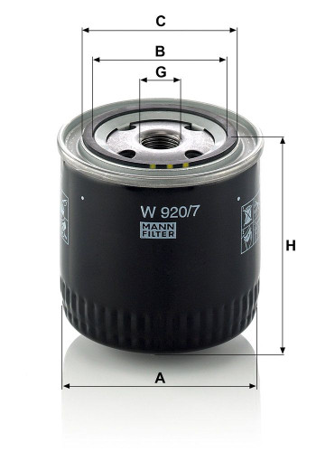 Filtro de aceite, turbocompresor MANN-FILTER W 920/7 95mm 93mm