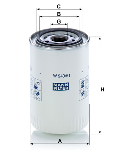 Filtro, sistema hidráulico operador MANN-FILTER W 940/51 143mm 93mm