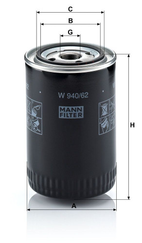 Filtro de aceite MANN-FILTER W 940/62 142mm 93mm