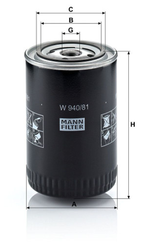 Filtro de aceite MANN-FILTER W 940/81 142mm 93mm